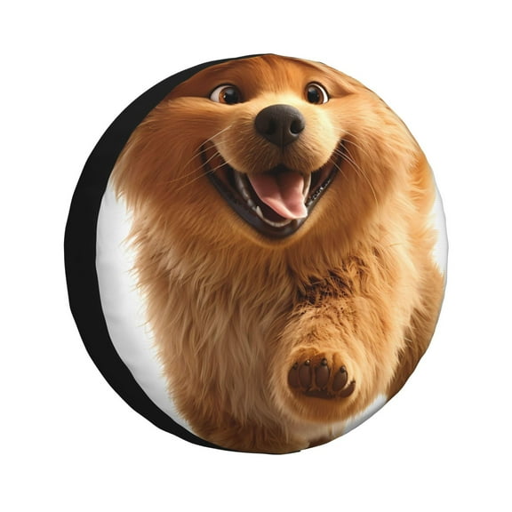 Easygdp Happy Fluffy Running Dog Wheel Cover,Spare Tire Cover,4-17in Spare Tire Cover Universal Fit for Trailer, Car, Truck, SUV, Jeep-17 inch