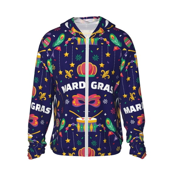 Easygdp Happy Mardi Gras Lightweight Long Sleeve Sun Shirt Sports long-Sleeved Sun Protective Clothing, Quick Drying Breathable - Medium