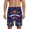 thumbnail image 1 of Easygdp Happy Mardi Gras Men's Short Pajama Pants, Sleep Shorts, Household Pants, Casual Pants with Pockets - Small, 1 of 9