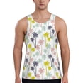 thumbnail image 1 of Easygdp Hawaiian Coconut Tree Men's Tank Top, Sleeveless Muscle T Shirts, Breathable, Quick-Dry, Loose for Gym, Running, Fitness - Large, 1 of 1
