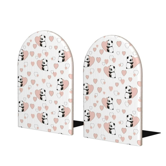 Easygdp Heart Panda 2 Pcs Bookend Large Capacity Office Book Ends for Home Office Library School Study Decoration
