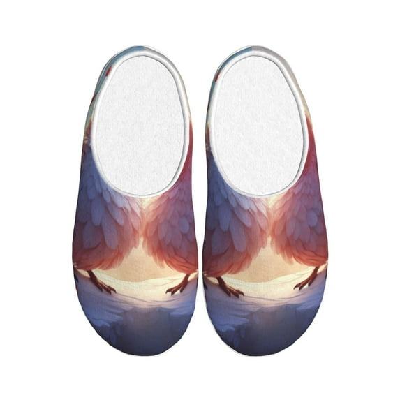 Easygdp Heart Sky Bird Couple Slippers for Women Mens Winter Warm Home Slippers Plush Slip on House Slippers for Indoor Outdoor Shoes-46/47