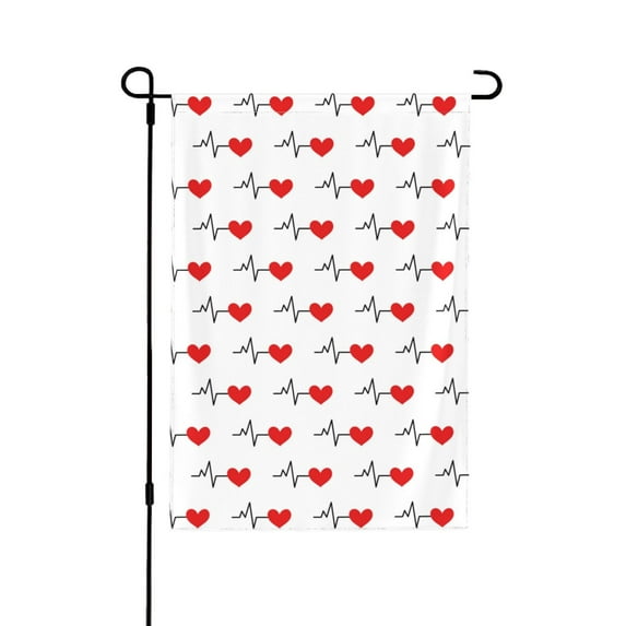 Easygdp Heartbeat Symbol Garden Flag Yard Flag Welcome Flag, Double-Sided, Weather Resistant for Outdoor Decor - 28"x40"