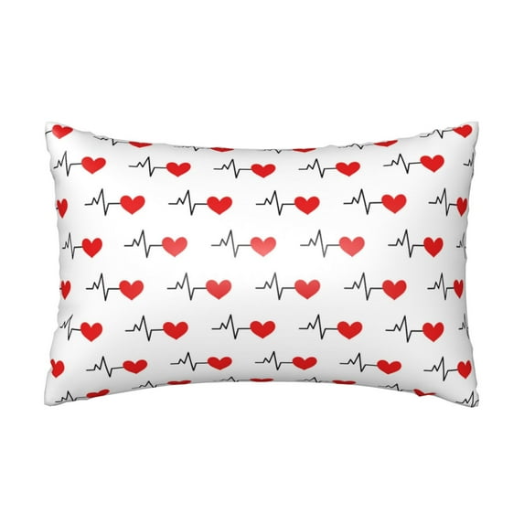 Easygdp Heartbeat Symbol Pillowcase 20×30 inches, Throw Pillowcase with Invisible Zipper for Bedroom, Sofa, Office