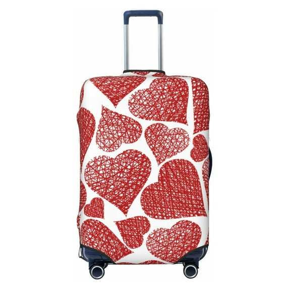 Easygdp Hearts Double-Sided Printed Elastic Suitcase Protective Cover,Invisible Zipper, Business Trip Luggage Cases,Washable And Resistant To Falling -Large