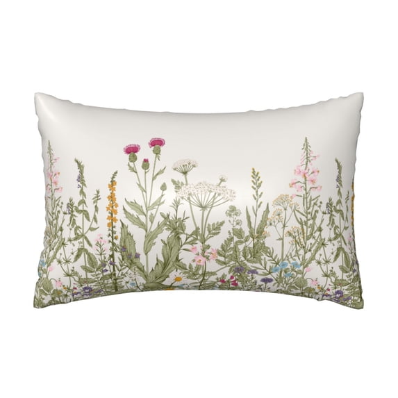 Easygdp Herbs and Wildflowers Pillowcase 20×30 inches, Throw Pillowcase with Invisible Zipper for Bedroom, Sofa, Office