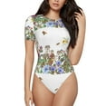 thumbnail image 1 of Easygdp Herbs and Wildflowers Women's One-Piece Swimsuit Slim Fit Crew Neck Bodysuit Athletic Swimwear with Concealed Buckle - X-Large, 1 of 9