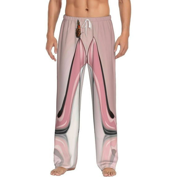 Easygdp High Heel Shoes Butterfly Men's Pajama Pant, Sleep Elastic Waistband Lounge Pants - Small