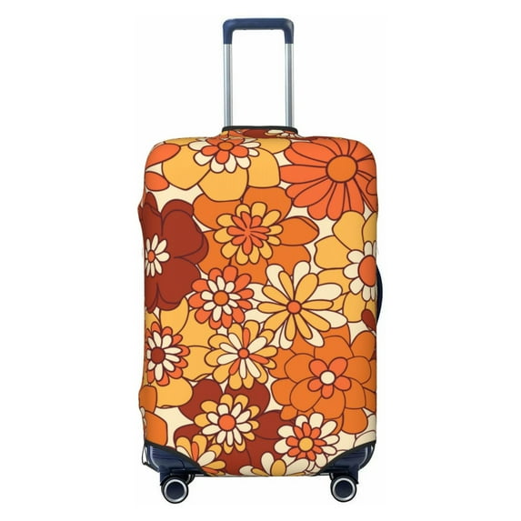 Easygdp Hippie Flower Double-Sided Printed Elastic Suitcase Protective Cover,Invisible Zipper, Business Trip Luggage Cases,Washable And Resistant To Falling -X-Large