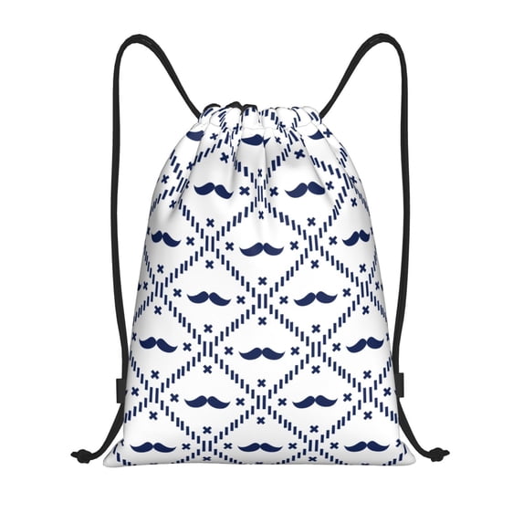 Easygdp Hipster Mustache Drawstring Backpack, Beach Sackpack, Travel Sackpack Lightweight for Sports, Gym, Travel, Swimming - Medium