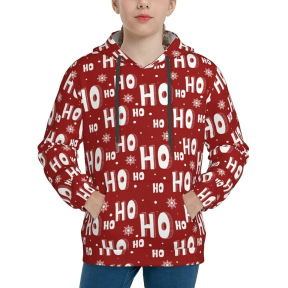Easygdp Ho-Ho-Ho Boys Hoodie Kids Sweatshirt Youth Pullover With Hood-Small