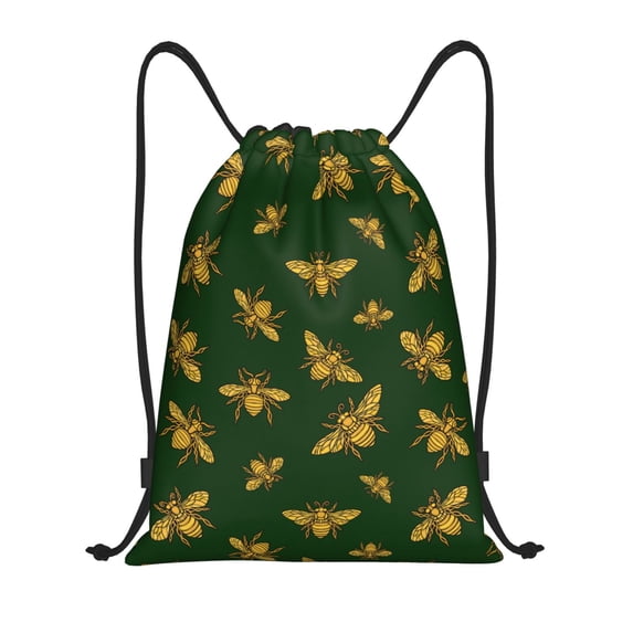 Easygdp Hohey Bee Drawstring Backpack, Beach Sackpack, Travel Sackpack Lightweight for Sports, Gym, Travel, Swimming - Medium