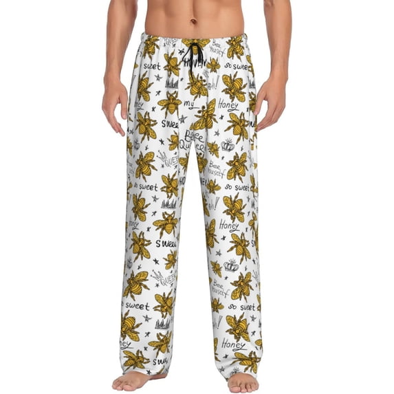 Easygdp Hohey Bee Golden2 Men's Pajama Pant, Sleep Elastic Waistband Lounge Pants - Medium