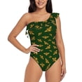 thumbnail image 1 of Easygdp Hohey Bee Women's One Shoulder Ruffle Monokini Bathing Suits with Removable Chest Pad, Quick Drying - Medium, 1 of 8