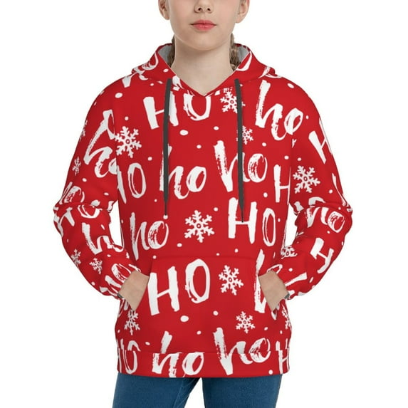 Easygdp Hohoho Boys Hoodie Kids Sweatshirt Youth Pullover With Hood-Small
