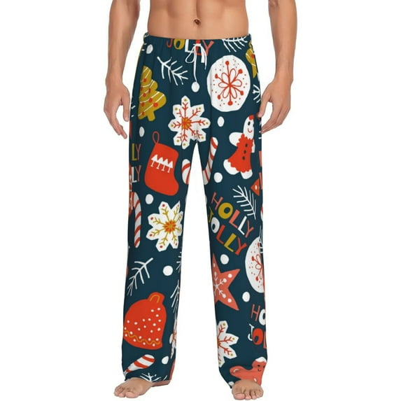 Easygdp Holiday Christmas Cookies Men's Pajama Pant, Sleep Elastic Waistband Lounge Pants - XX-Large