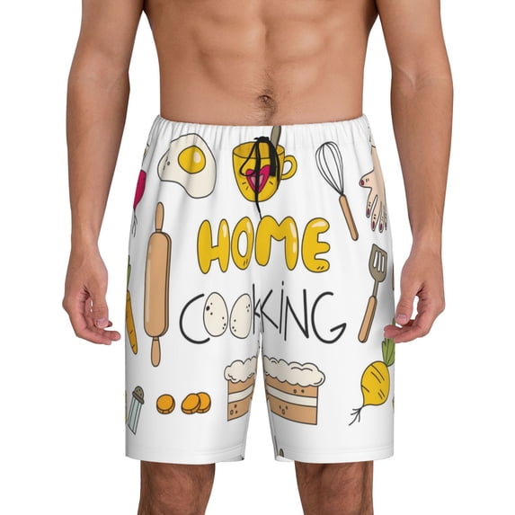 Easygdp Home Cooking Men's Short Pajama Pants, Sleep Shorts, Household Pants, Casual Pants with Pockets - Small