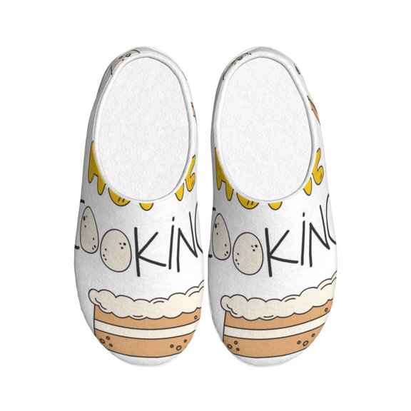 Easygdp Home Cooking Slippers for Women Mens Winter Warm Home Slippers Plush Slip on House Slippers for Indoor Outdoor Shoes-39/40