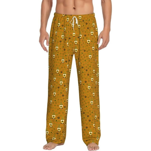 Easygdp Honey Bee Gnomes Men's Pajama Pant, Sleep Elastic Waistband Lounge Pants - Small