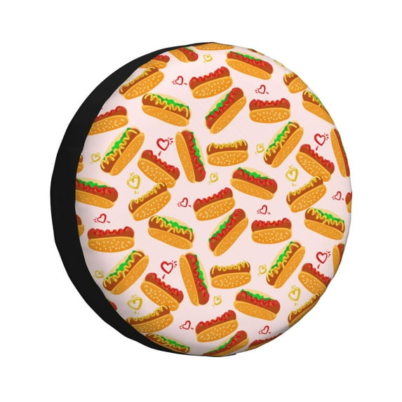 Easygdp Hot Dog In Heart Wheel Cover,Spare Tire Cover,4-17in Spare Tire Cover Universal Fit for Trailer, Car, Truck, SUV, Jeep-17 inch