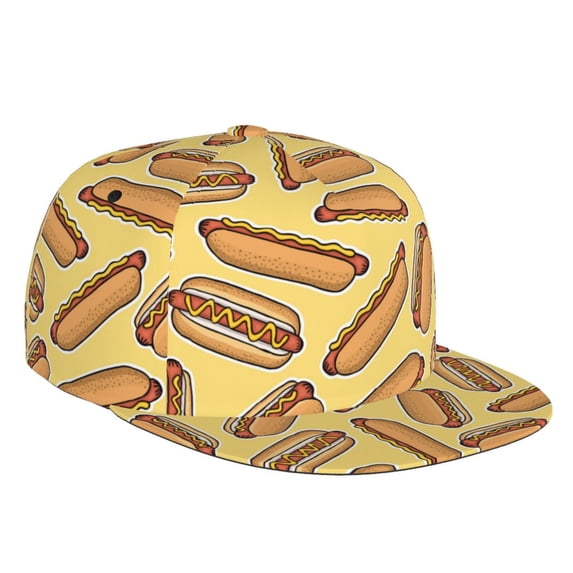 Easygdp Hot Dogs Baseball Cap with Adjustable Flat Suitable for Head Circumference 22.4-23.6 in