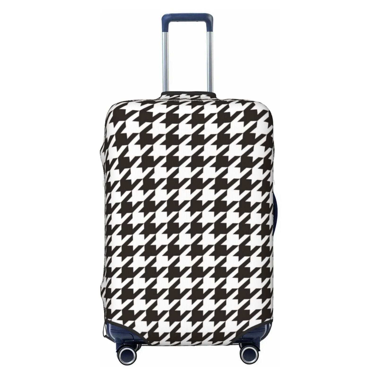 Easygdp Houndstooth Black And White Print Elastic and Washable Suitcase