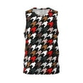 thumbnail image 1 of Easygdp Houndstooth Green Red Men's Mesh Basketball Jersey Quick Drying Sleeveless Shirts Fitted Muscle Tank Tops Sport Round Neck T-Shirt - X-Large, 1 of 9
