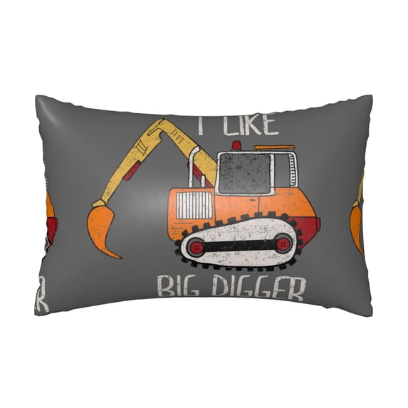 Easygdp I Like Big Digger Pillowcase 20×30 inches, Throw Pillowcase with Invisible Zipper for Bedroom, Sofa, Office