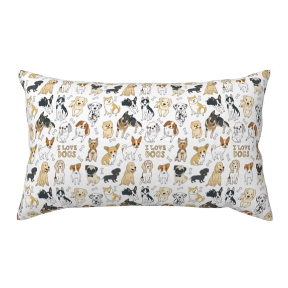 Easygdp I Love Dogs Envelope Closure Pillowcase - 20x36in, Queen Pillowcase, Breathable, Stain-Resistant, Wrinkle-Free