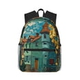 thumbnail image 1 of Easygdp Impressionist Village Sky Casual Laptop Backpack, Backpack for School, Travel, Business, 1 of 6