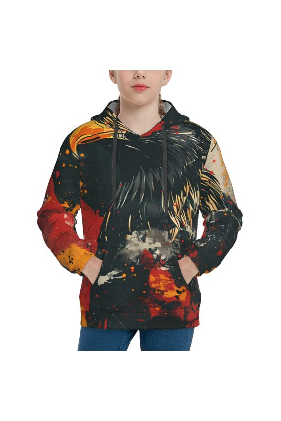 Ink Style Bald Eagle Boys Hoodie Kids Sweatshirt Youth Pullover With Hood-Medium