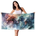 thumbnail image 1 of Easygdp Ink Style Wave Dragon Beach Towel 27.5X55 Inches Quick Dry Pool Towel Travel Compact Bath Towel Sandproof Beach Blanket Towel for Swimming, 1 of 6