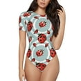 thumbnail image 1 of Easygdp Insects Women's One-Piece Swimsuit Slim Fit Crew Neck Bodysuit Athletic Swimwear with Concealed Buckle - Large, 1 of 9