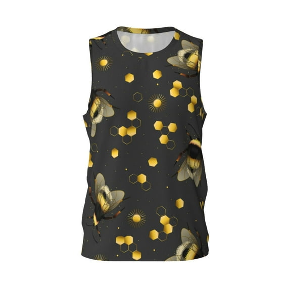 Easygdp Insects and Flowers Men's Mesh Basketball Jersey Quick Drying Sleeveless Shirts Fitted Muscle Tank Tops Sport Round Neck T-Shirt - Large