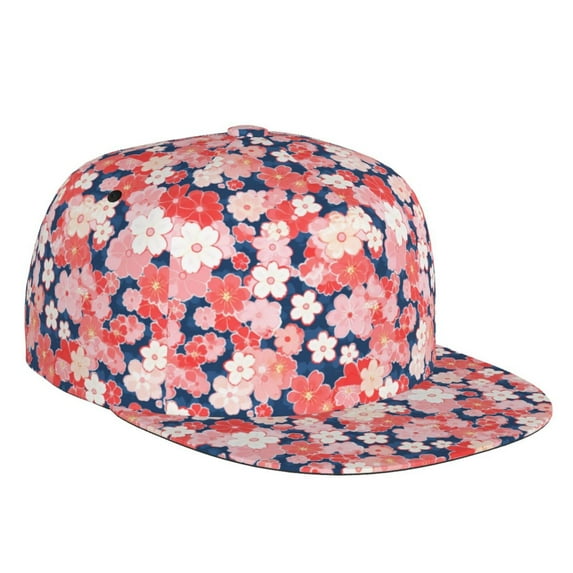 Easygdp Japanese Cherry Blossoms Baseball Cap with Adjustable Flat Suitable for Head Circumference 22.4-23.6 in