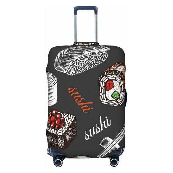 Easygdp Japanese Sushi Hashi Double-Sided Printed Elastic Suitcase Protective Cover,Invisible Zipper, Business Trip Luggage Cases,Washable And Resistant To Falling -X-Large