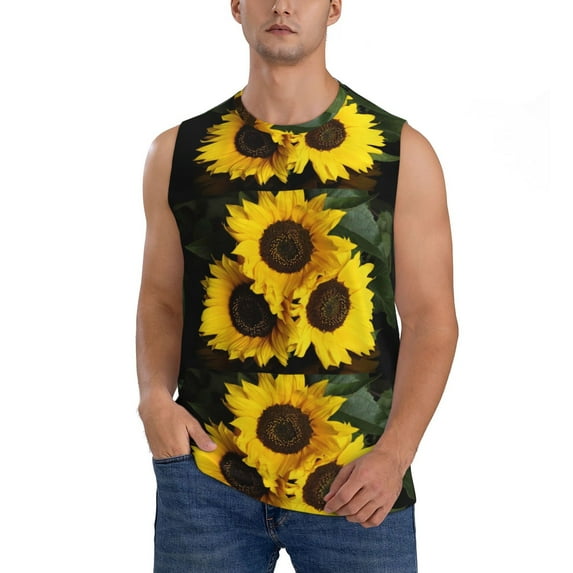 Easygdp Japanese Were Blossoming Men's Breathable Tank Tops Sleeveless Sporty T Shirts for Basketball, Mountaineering, Bodybuilding -Small