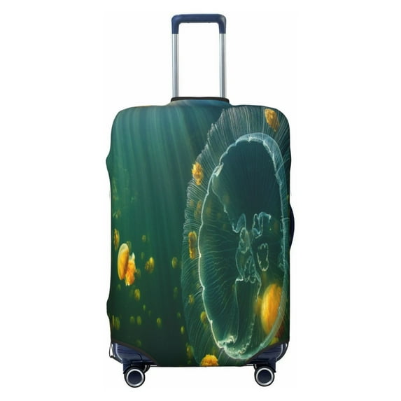Easygdp Jelly Fish Double-Sided Printed Elastic Suitcase Protective Cover,Invisible Zipper, Business Trip Luggage Cases,Washable And Resistant To Falling -Large