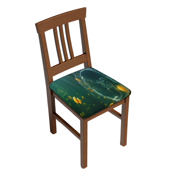 Easygdp Jelly Fish Square Chair Cushion Cover Stretch Chair Seat Covers Removable Washable for Hotel, Bedroom, Office
