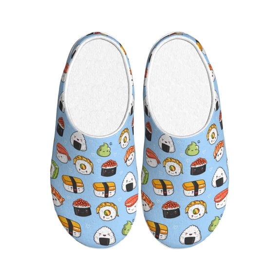 Easygdp Kawaii Sushi (2) Slippers for Women Mens Winter Warm Home Slippers Plush Slip on House Slippers for Indoor Outdoor Shoes-39/40