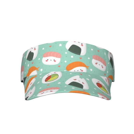 Easygdp Kawaii Sushi Stretchy Visor - Unisex Visor Hat for Men and Women, UPF 50 Sun Protection Visor, Ultra-Light