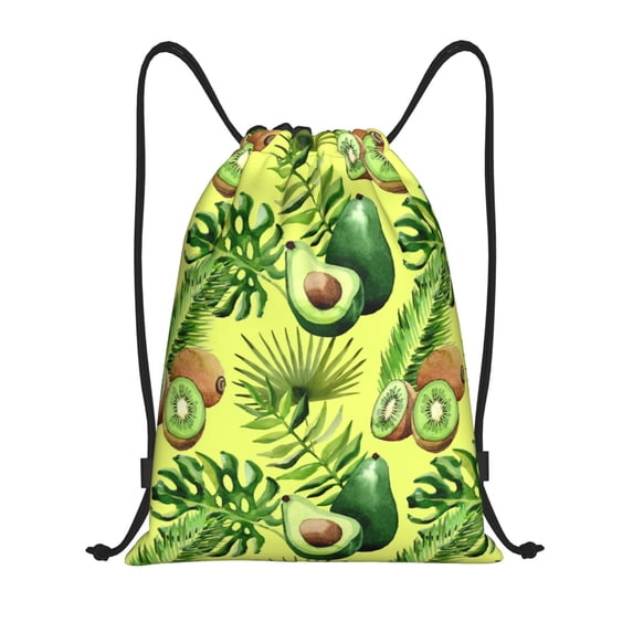 Easygdp Kiwi and Avocado Drawstring Backpack, Beach Sackpack, Travel Sackpack Lightweight for Sports, Gym, Travel, Swimming - Medium