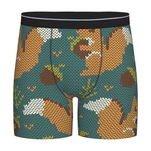 Easygdp Knitted Woodland Squirrel Men's Boxer Briefs Men’s Underwear Boxer Briefs for Men