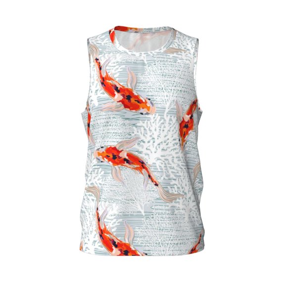 Easygdp Koi Fish Corals,Spring Summer Men's Mesh Basketball Jersey Quick Drying Sleeveless Shirts Fitted Muscle Tank Tops Sport Round Neck T-Shirt - Small
