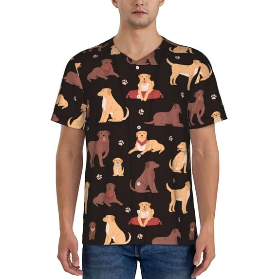 Easygdp Labrador Retriever Dog Mens T-Shirts Baseball Vintage Fashionable Lightweight Casual Crew Neck Slim Fit with Long Sleeves-Medium
