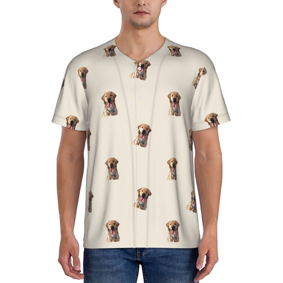 Easygdp Labrador Retriever Dog Mens T-Shirts Baseball Vintage Fashionable Lightweight Casual Crew Neck Slim Fit with Long Sleeves-Medium