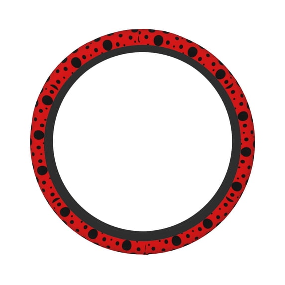 Easygdp Ladybug Pattern Elastic Steering Wheel Cover, Auto Accessories, Fit Suvs, Vans,Cars, Trucks -15 inch