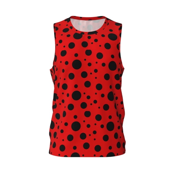 Easygdp Ladybug Pattern Men's Mesh Basketball Jersey Quick Drying Sleeveless Shirts Fitted Muscle Tank Tops Sport Round Neck T-Shirt - Small