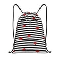 thumbnail image 1 of Easygdp Ladybugs on Black and White Striped Drawstring Backpack, Beach Sackpack, Travel Sackpack Lightweight for Sports, Gym, Travel, Swimming - Medium, 1 of 9