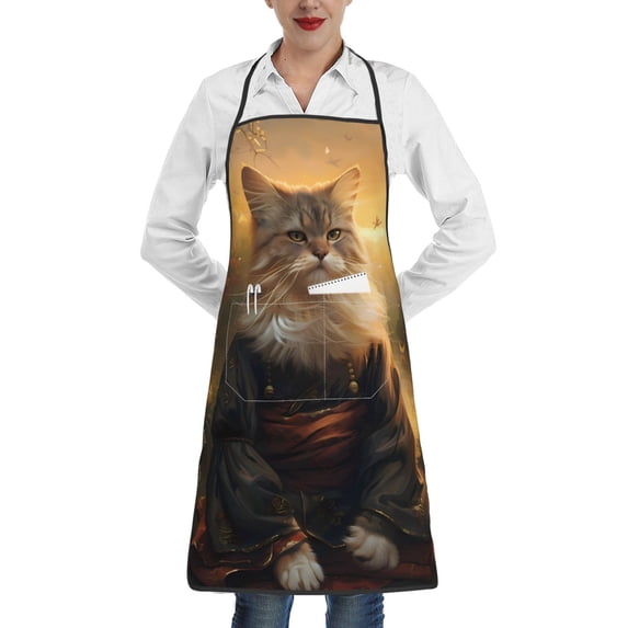 Easygdp Lakeside Flower Field Cat Apron Waterdrop Resistant with 2 Pockets,Oil Resistant Cooking Kitchen Chef Apron for Women Men